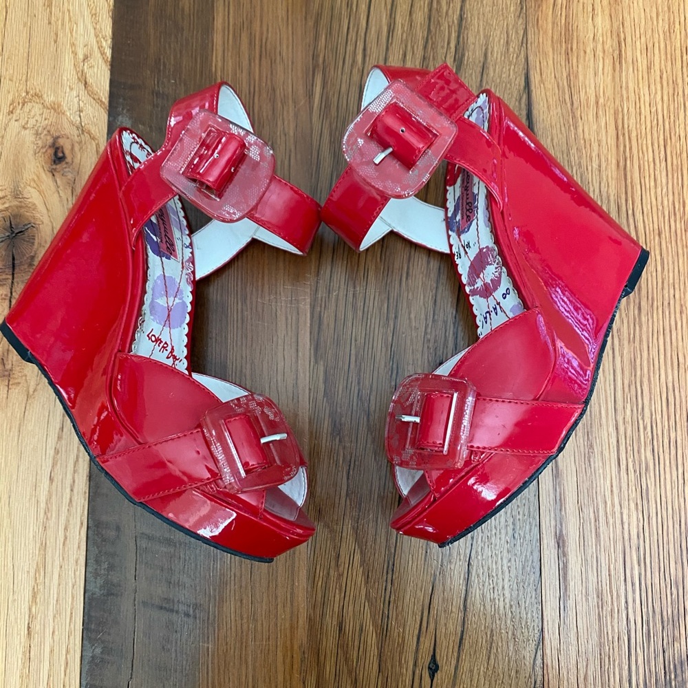 COPY - Betsey Johnson Red Patent Wedges